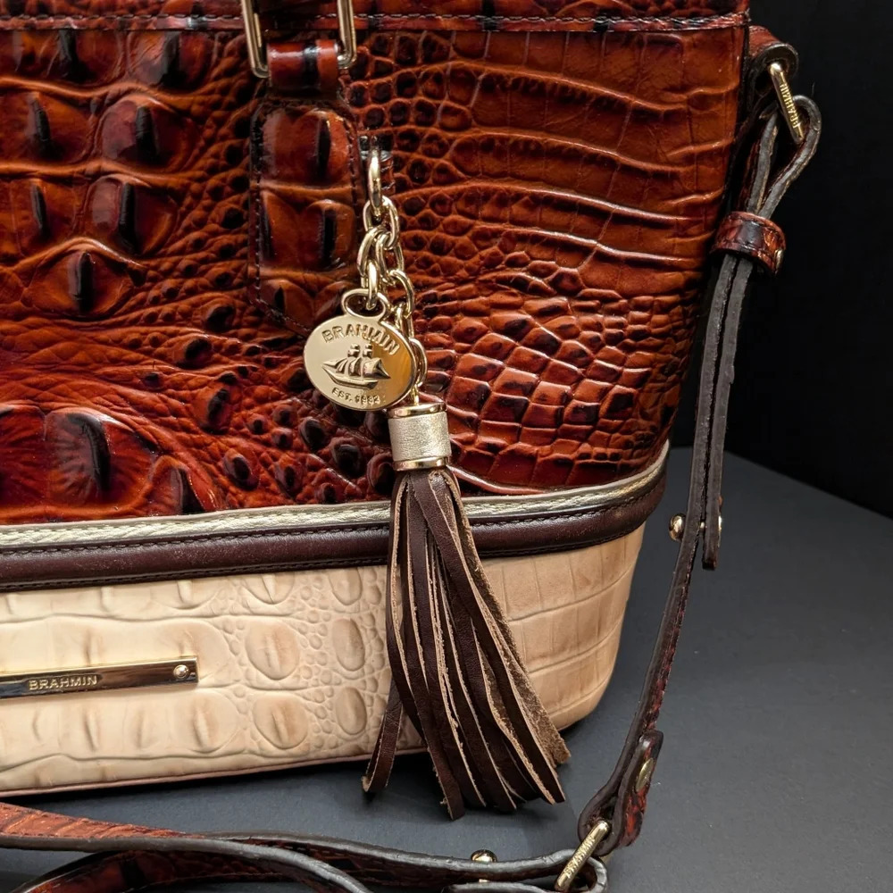 Brahmin Mini Asher Eastwood Croc-Embossed Leather satchel. - Picture 7 of 16